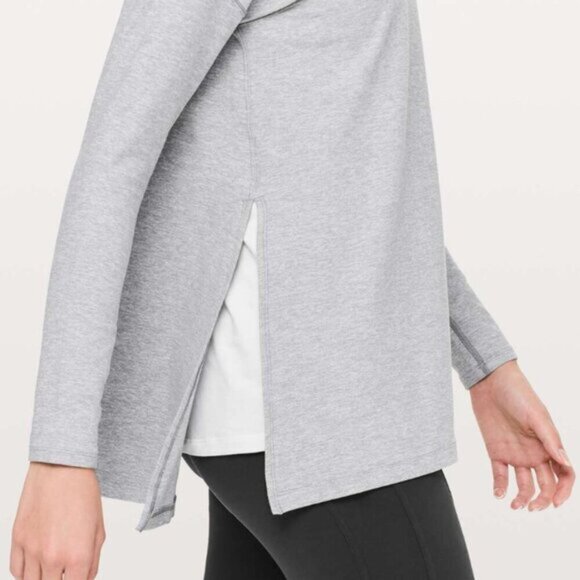 Lululemon Hit Unwind Long Sleeve Heathered Magnet Grey Women's Size 4 - Picture 3 of 8